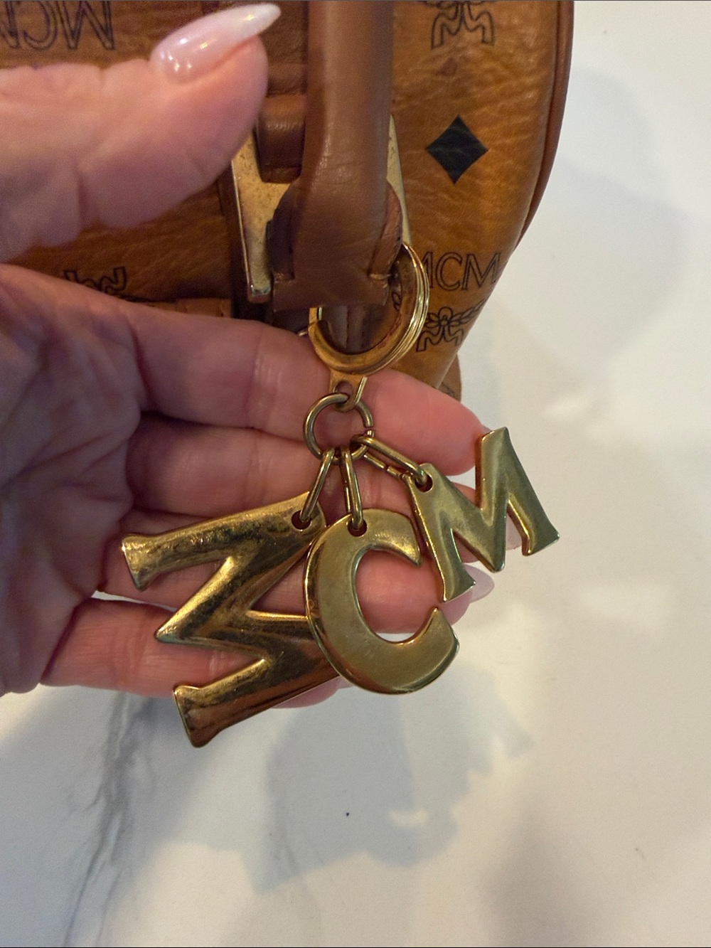 MCM Cognac Visetos Satchel with Gold Hardware - Picture 9 of 10